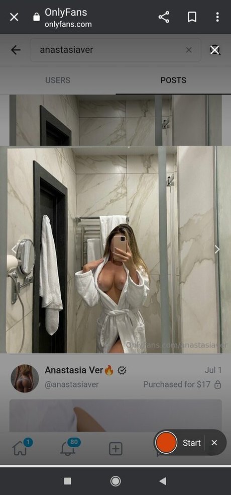 Photo nue de fuite OnlyFans de Anastasiaver