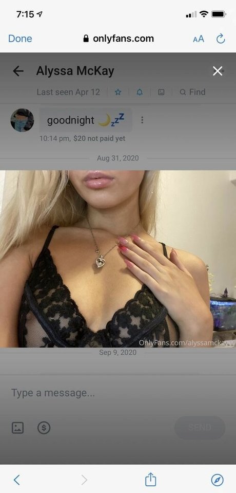 Photo nue de fuite OnlyFans de Alyssa Mckay
